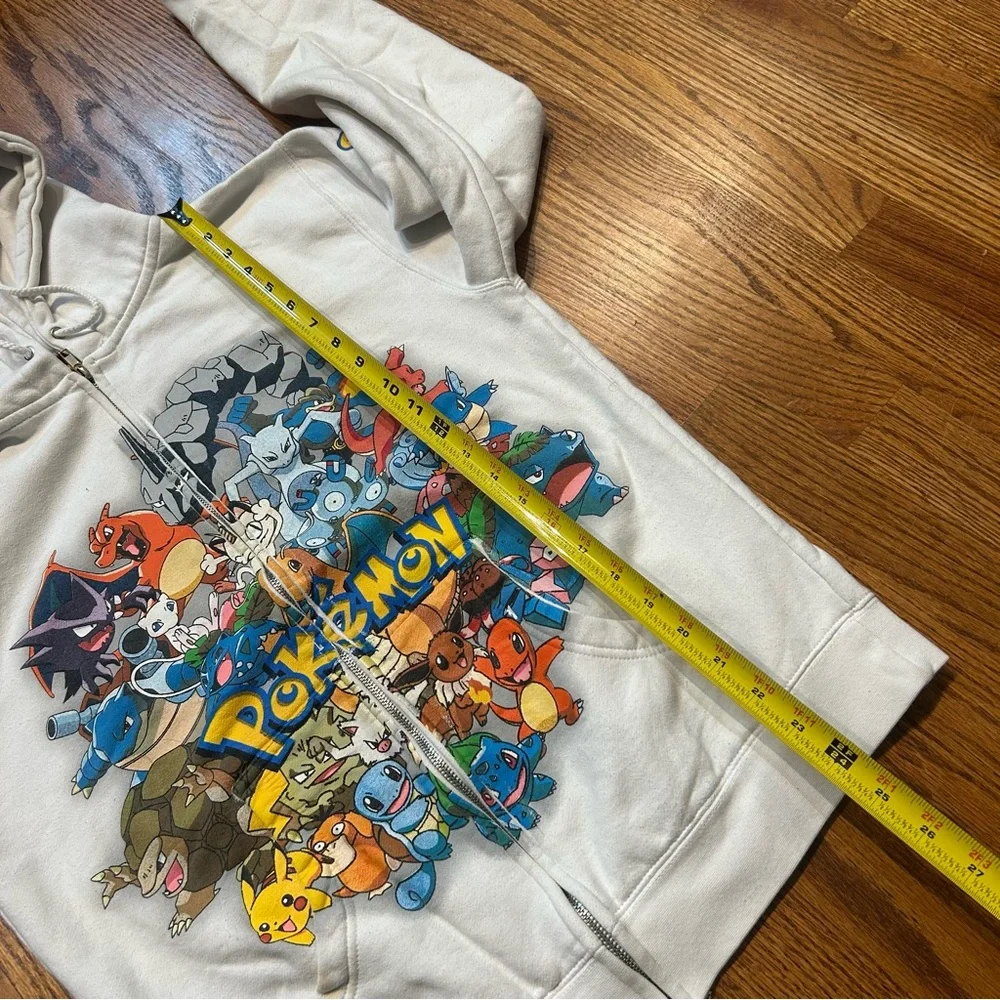 Rare Vintage Pokemon Full Zip Hoodie 2008 Anime Kanto Sz Small White Pikachu - Picture 6 of 8